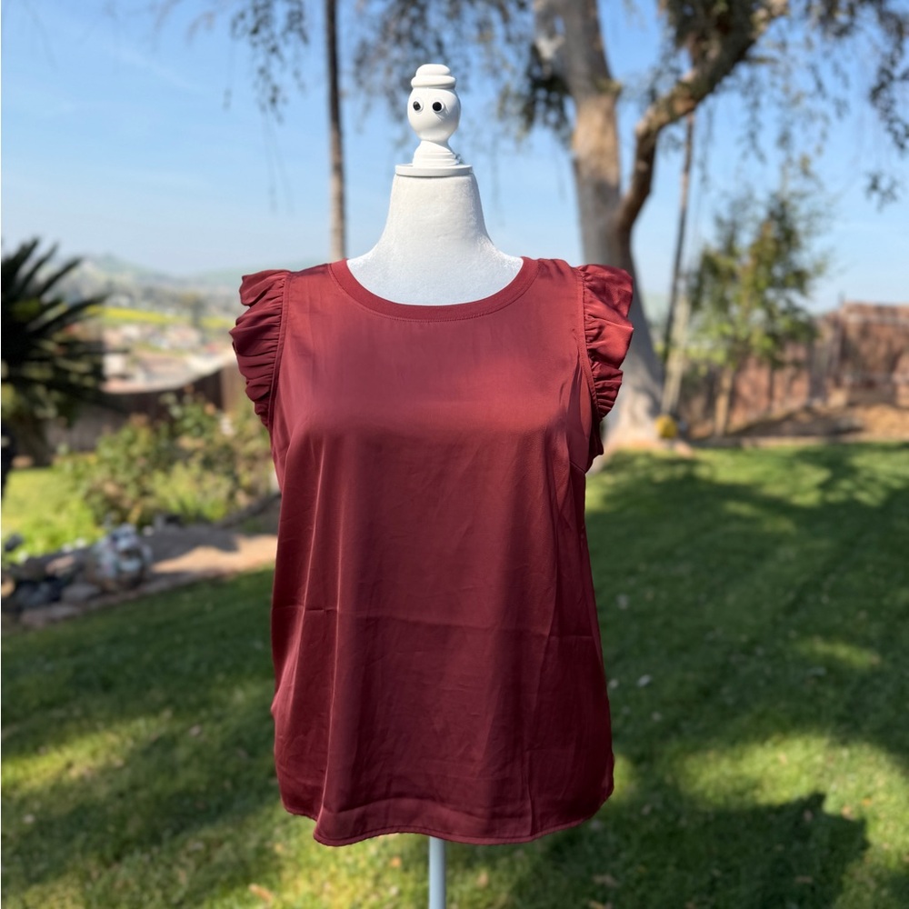 Maurices Satin Ruffle Sleeve Blouse